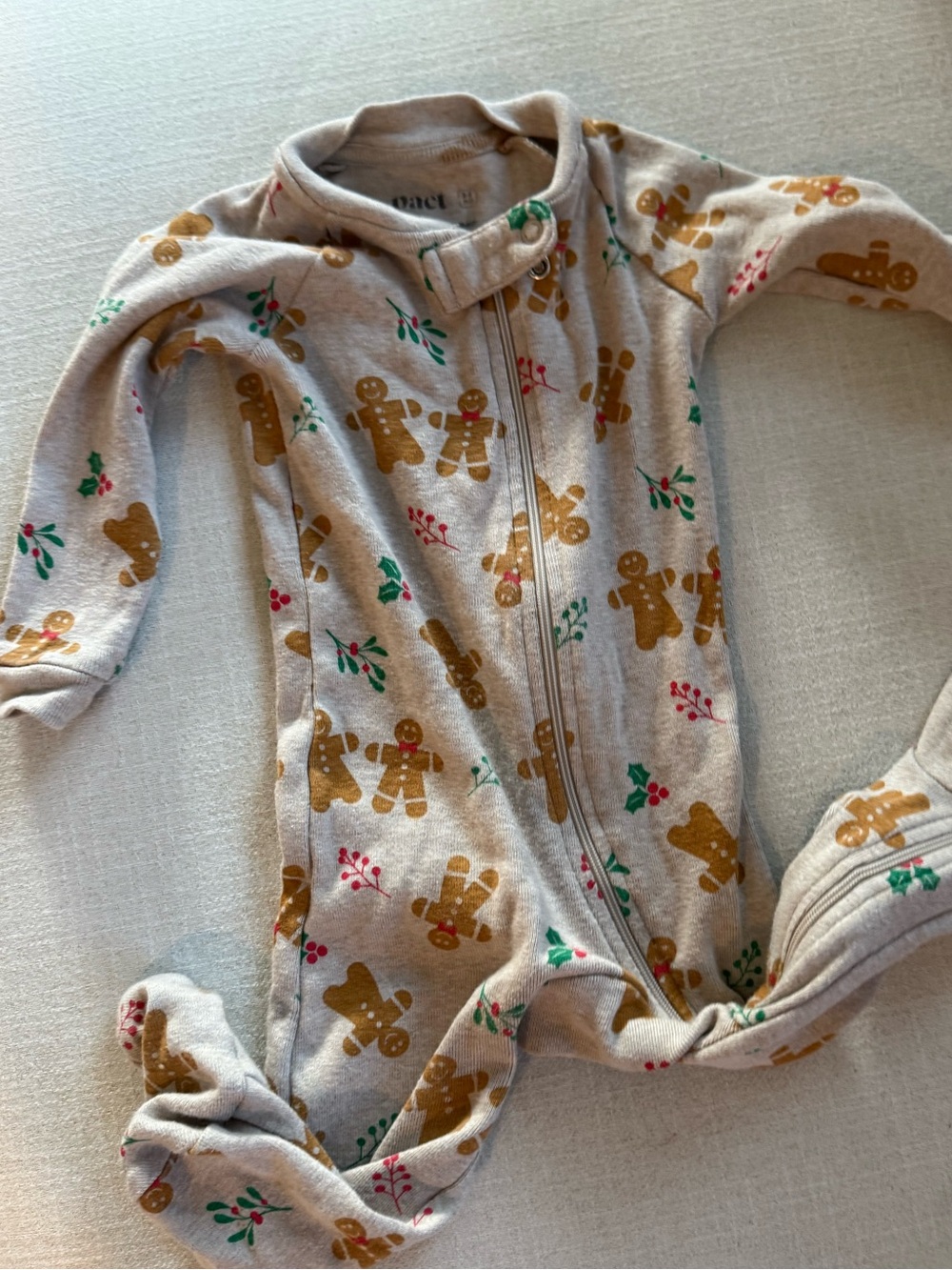 Cozy Gingerbread Print Zip One-Piece Pajamas - organic cotton 3-6months pact
